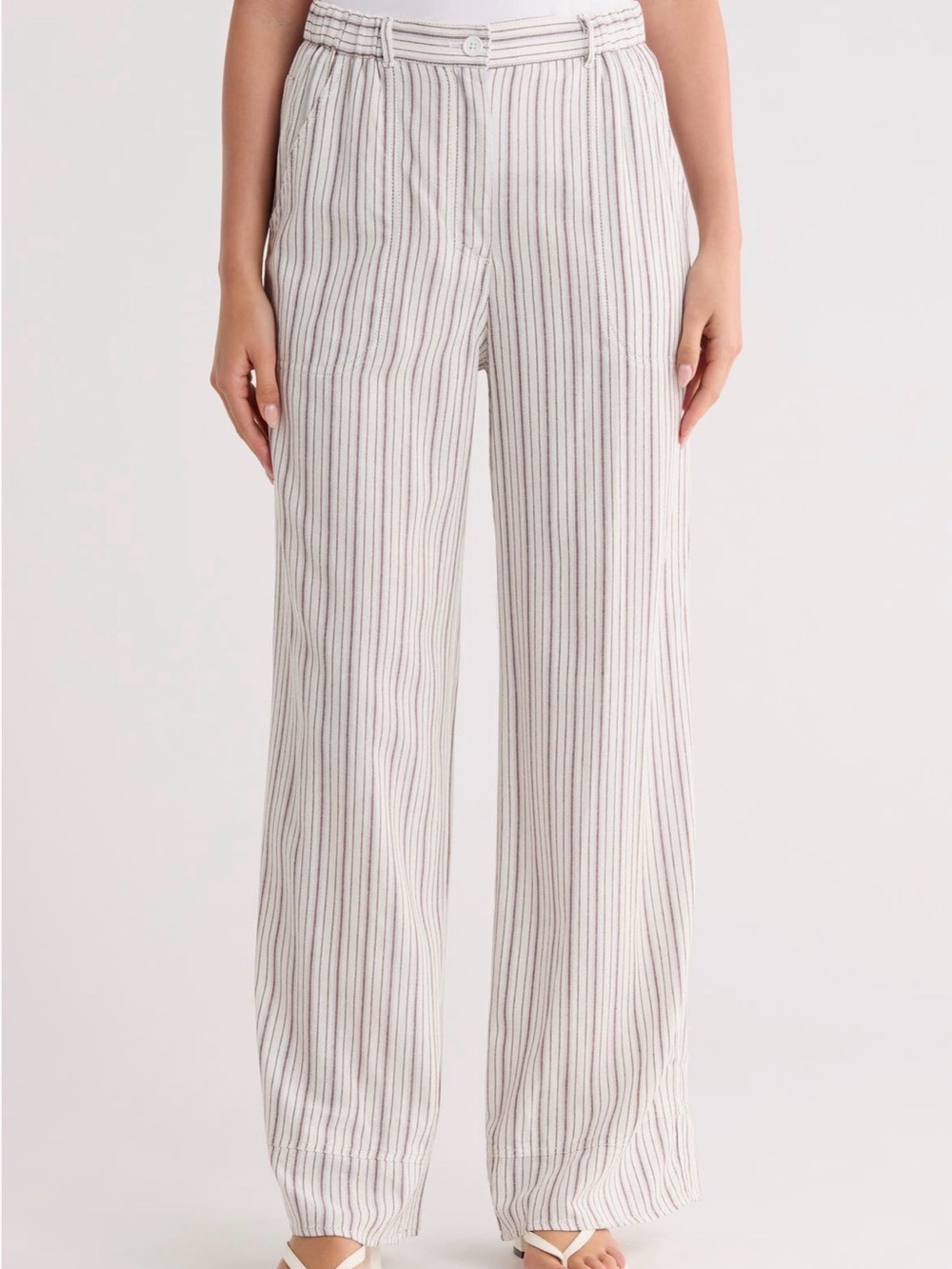 Max Studio Striped Wide-Leg Linen Blend Pants